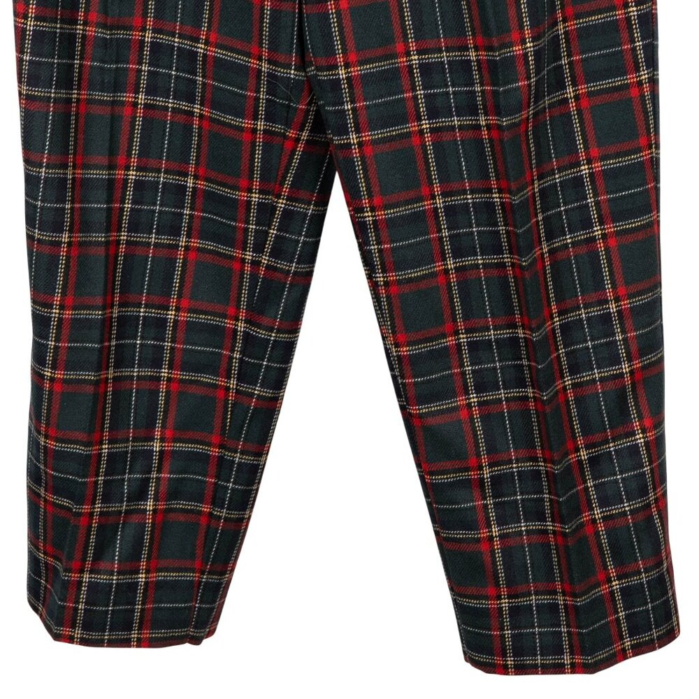 Koret VTG Plaid Tartan Pleated Pants 12 Womens Red Green Wool Blend High Waist - Picture 3 of 6